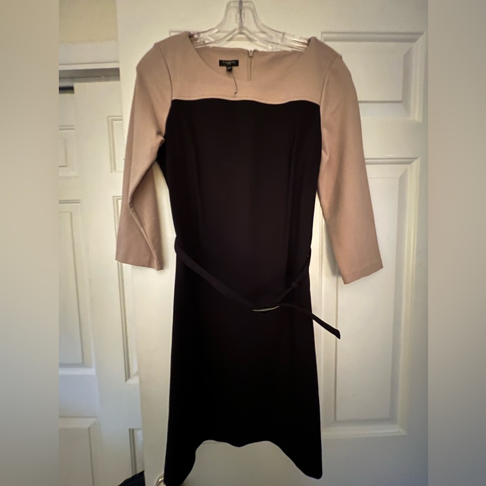 Talbots black and tan belted dress size 6P